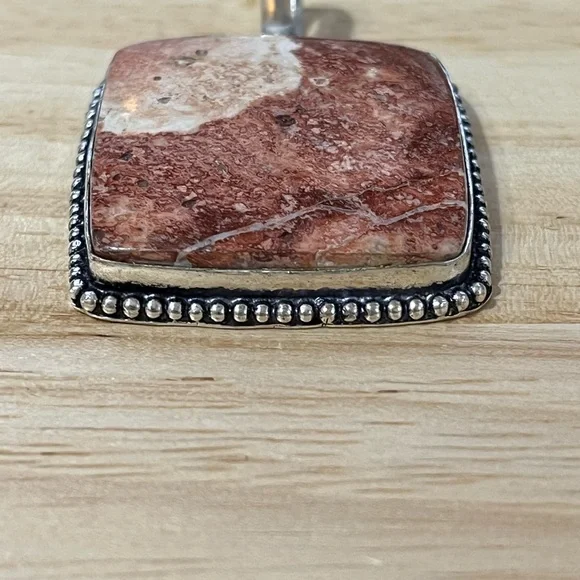 LEOPARD SKIN JASPER GEMSTONE 925 SILVER PLATED PENDANT - Picture 3 of 7